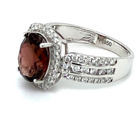 Orange Tourmaline 3.50ct Diamonds Platinum Ring - Picture 6 of 9